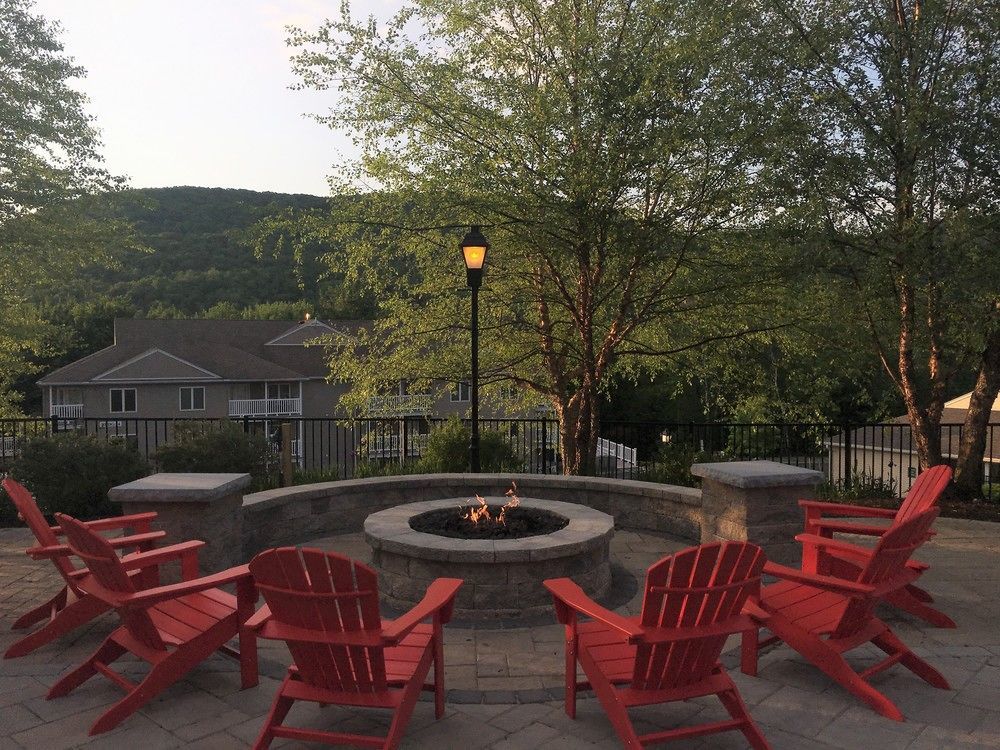 Vacation Village In The Berkshires Hancock Bagian luar foto The fire pit at the main lodge